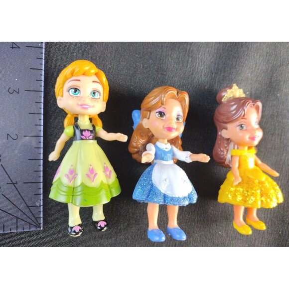Disney Princess Dolls 2 Belle Beauty and Beast Anna Frozen Miniature Kid Toys - Picture 5 of 12